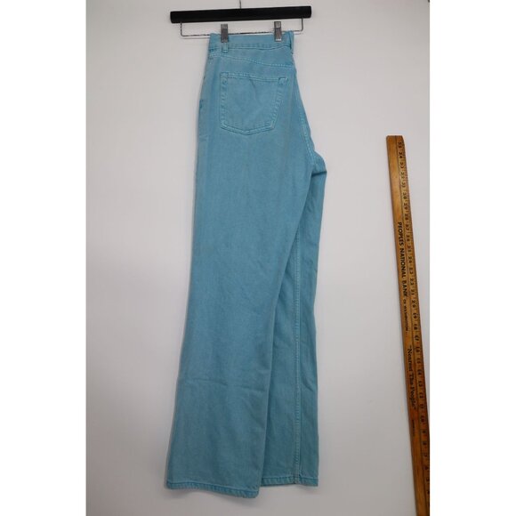 Topshop Womens Light Blue Denim Straight Leg Jeans UK 12 / US 30 With Side Slits - Picture 10 of 15